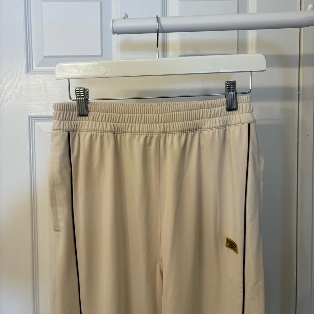 Reebok Baseball Creme & Brown Stripe Highrise Loose Track Pant Small - Picture 6 of 16